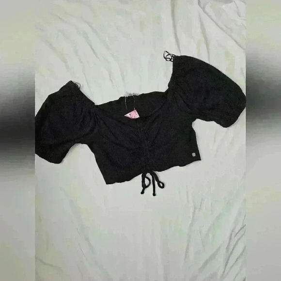 Roxy Tops - Flirty Ruched Cotton Gauze Crop Top